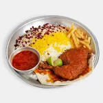 زرشک پلو با مرغ سرخ شده